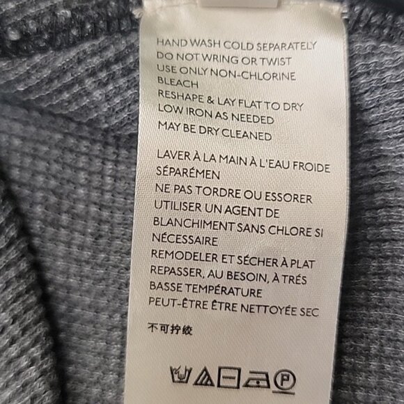 WE THE FREE Gray Waffle Short Sleeve Crochet V-Neck Oversized Boho Top Sz S - Picture 6 of 8